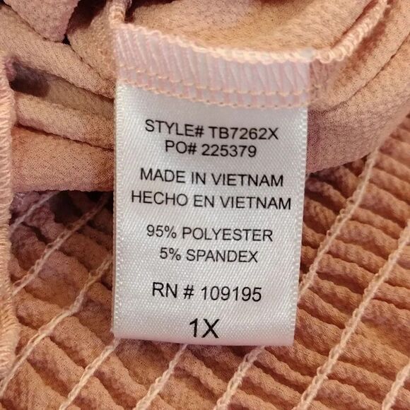 Love J Pink Blush Ruffled Off The Shoulder Smock Hem Blouse 1X - Picture 16 of 17